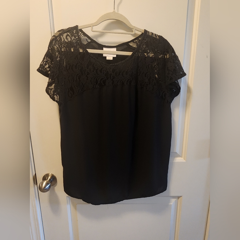 Maeve Black Lace Shoulder Blouse